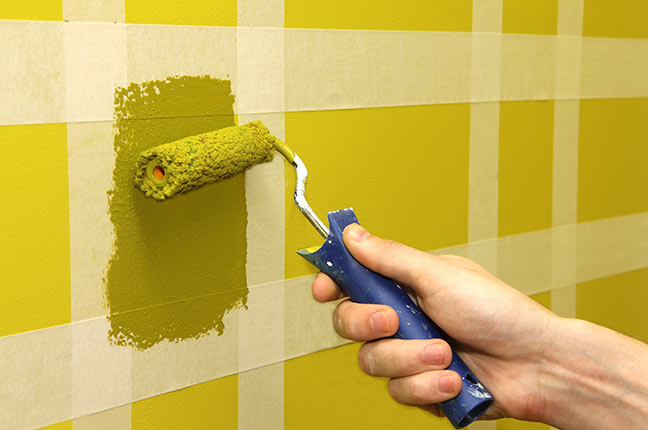 pintura de parede com fita crepe